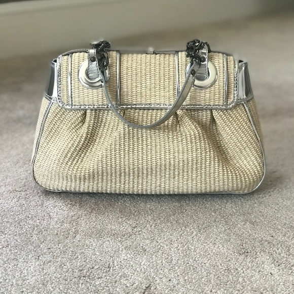 Fendi Double Buckle Straw Satchel - Picture 2 of 6